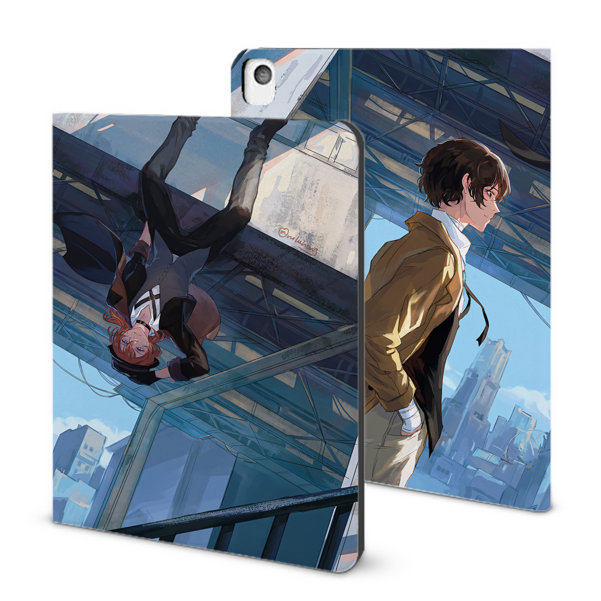 （画像用） 文豪ストレイドッグス Bungo Stray Dogs IPadケース ペンホルダー付き ブックスタイルデザイン